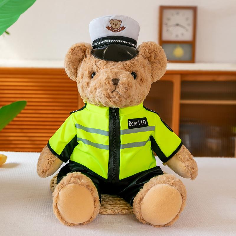 Traffic Police Bear Doll Iron Cavalry Police Doll Police Officer Plush Toy Public Security Doll Traffic Safety Publicity Supplies
