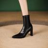 Plus Size 34-45 Women Fetish Suede Ankle Boots Stiletto High Heels Concise Pointy Toe Office Lady Solid Short Booties Black Nude