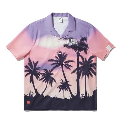 Li Ning X Billionaire Boys Club Collaboration Skateboard Series Gradient Landscape Button-Down Short Sleeve Shirt Men Shirts Sunset ASHU549-1