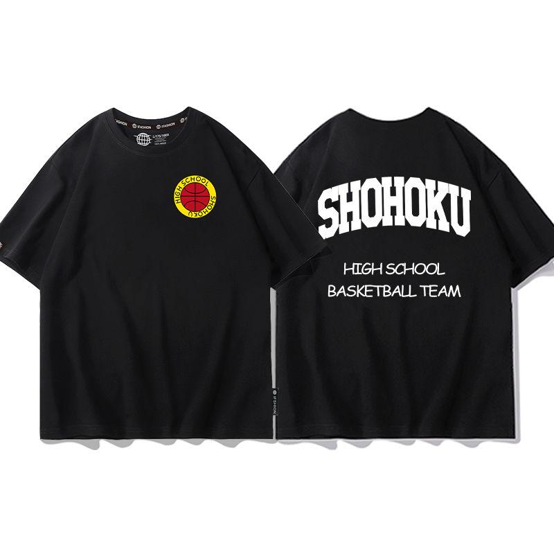 Cool anime Slam Dunk cartoon short-sleeved T-shirt for men summer front and back print loose clothes around Yukawa Kaede