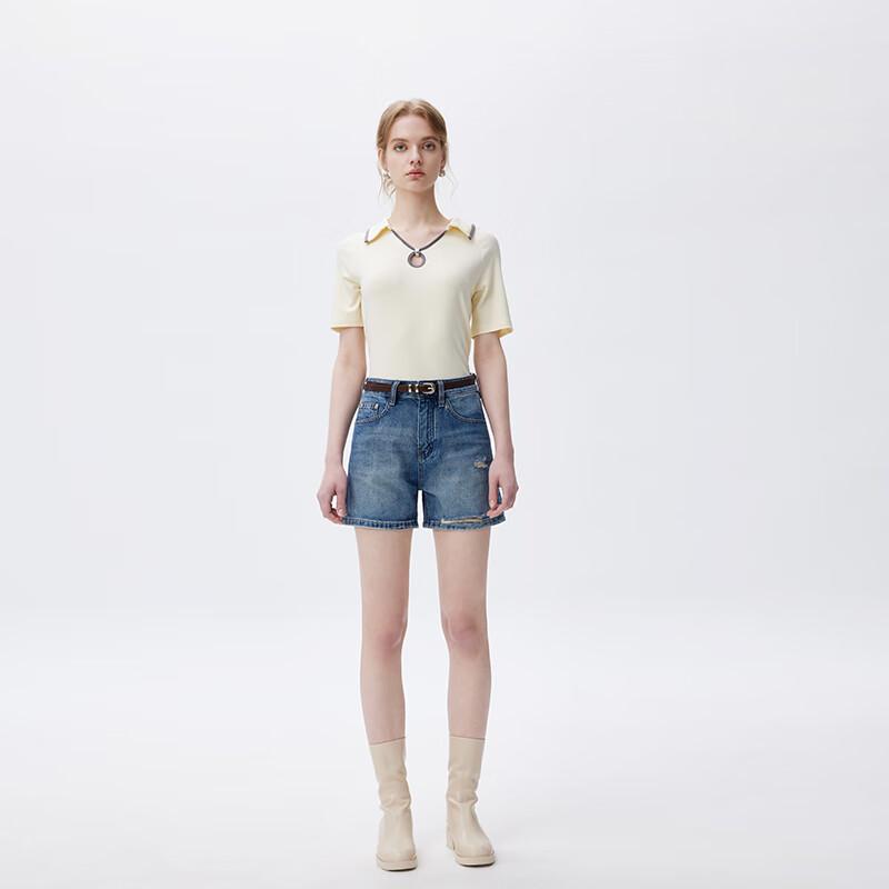 

Женские джинсовые шорты Fengxun с высокой посадкой и прямыми штанинами FXKL6603 29