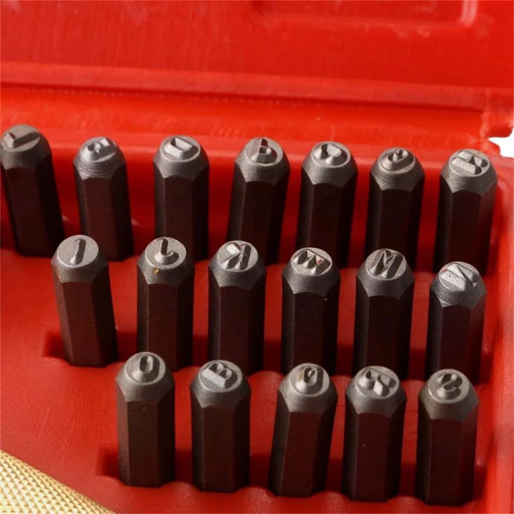 Set de ștampile din oțel cu litere numerice în limba engleză de 38 buc. Instrument de modelare din piele pentru imprimare cu perforare din metal