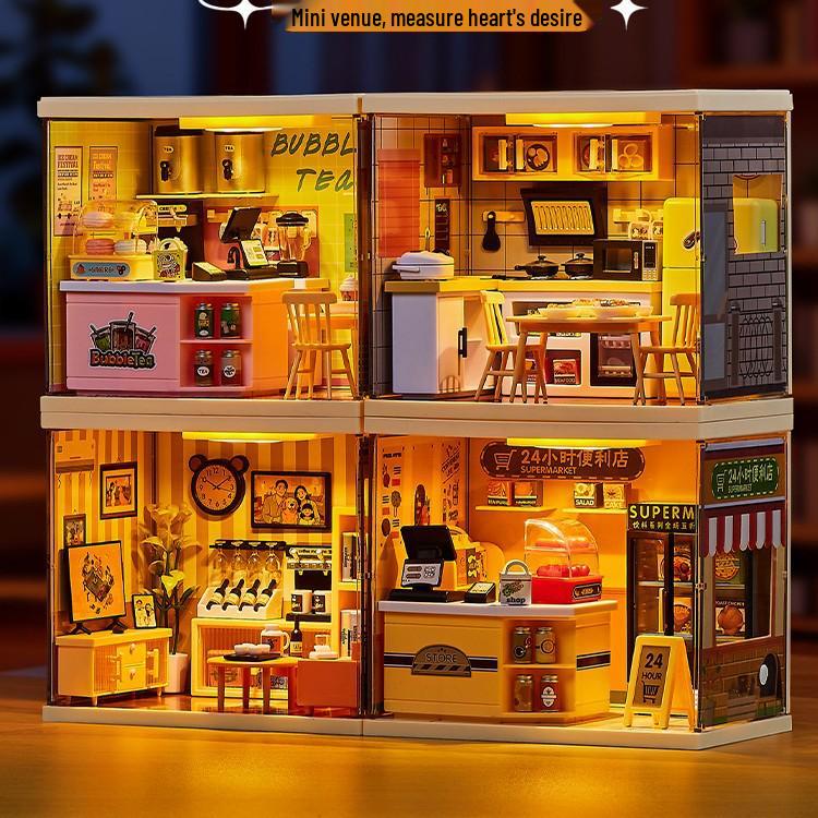 DIY Miniature Cabin Building Blocks Scene Model Educational Toy Gift