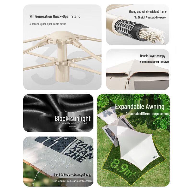 TAN XIAN ZHE Explorer Automatic Pop-Up Camping Tent 3-5 Person