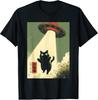 Retro Japanese Cat Alien Graphic Tee - Fun UFODesign