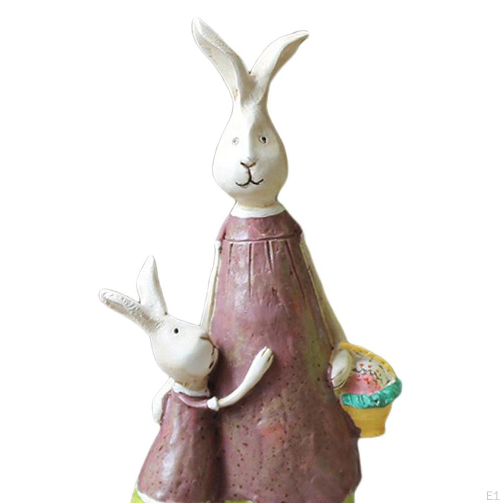 Statue Figurines Animal Sculpture Ornament Standing Bunny Craft for Gift Wedding Bedroom Garden