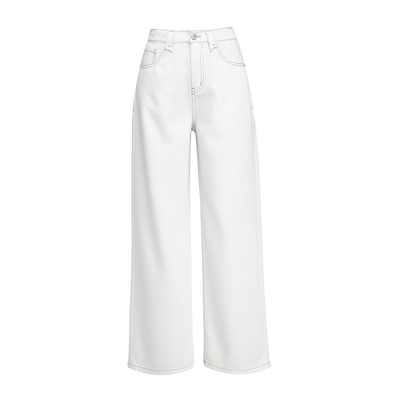 

Breathable Tencel Linen Wide-Leg Pants - Summer Cooling Straight-Leg with Elastic Waist, Flowy Denim, Floor-Length Casual Design. Size 29 белый