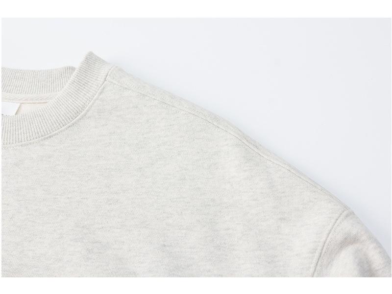 Men's Heavyweight White-Gray Fleece Hoodie: Autumn/Winter Loose Fit, Round Neck Long-Sleeve Pullover