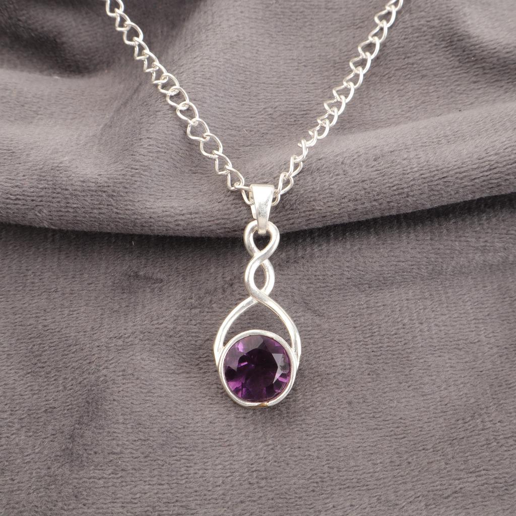 Amethyst Gemstone Jewelry, 925 Solid Sterling Silver Pendant, Handmade Gorgeous Silver Chain Jewelry For Wedding Gift