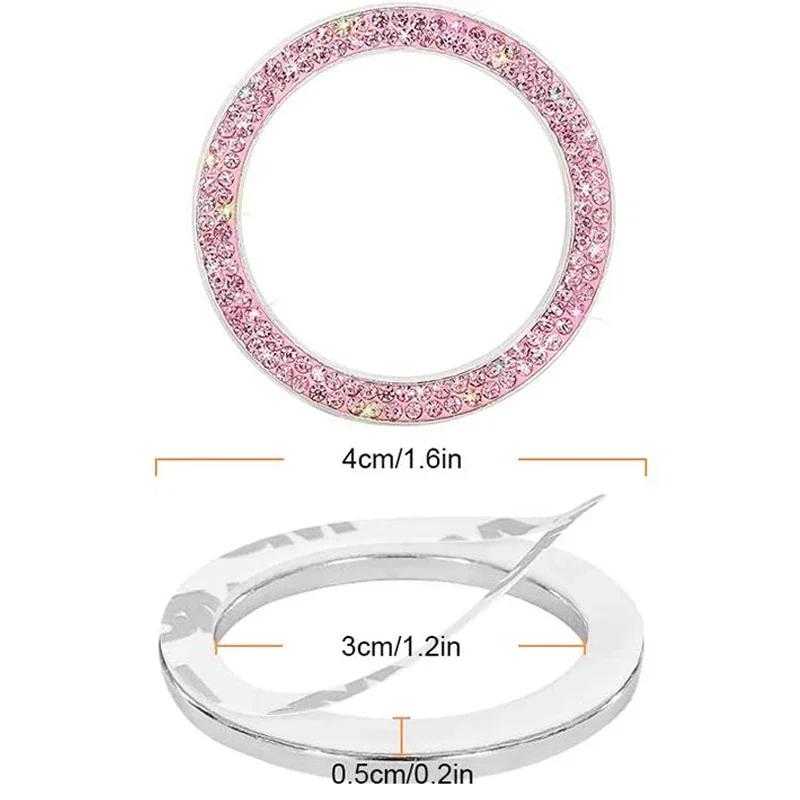 Crystal Engine Ignition Onekey Start Stop Push Button Switch Protective Cover Bling Rhinestone Ring Circle Trims Car Accessories