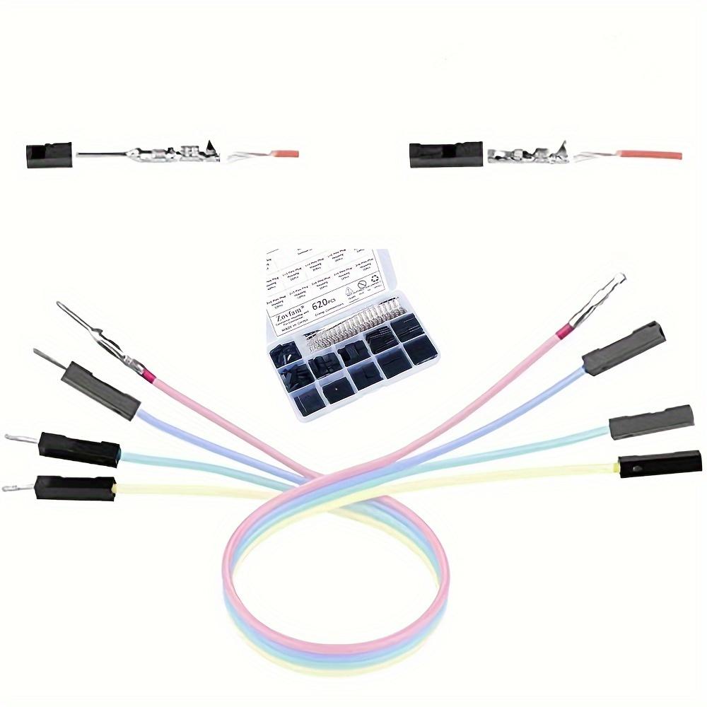 Dupont Connector 620-Kit 2.54mm Pitch Single Row Male Headers, Dupont Crimp Pins for 3D Printer and FPV Jumper Wire, Ribbon Cable