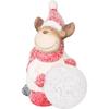 Ceramic Reindeer with a Battery-Powered Light Ball - Red Christmas Ornament