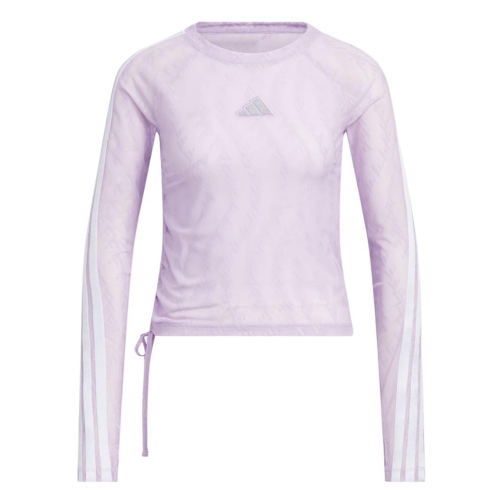 Adidas Story Mesh Round Neck Slim Fit Long Sleeve T-Shirt Women Tops KB7608