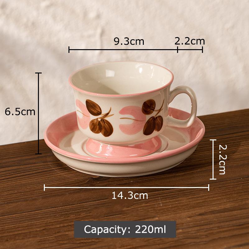 Painted Flowers Pattern Ceramic Cup&saucer Dining Table Gold-plated Coffee Mug Milk Tea Cup Afternoon Tea Teacup Juice Container