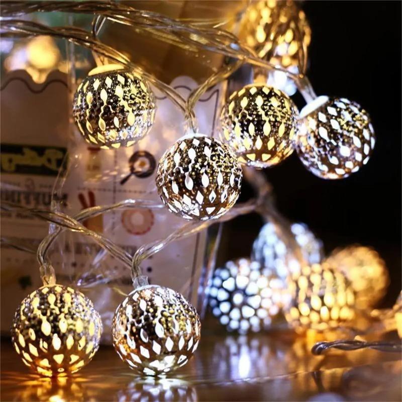 LED Moroccan Fairy Lights Battery Operated Gold Globe String Lights For Home Outdoor Wedding Party Festival Decoration 10/20/40LEDs