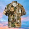 Men's Cute Dog Breed Print Short Sleeve Shirt, Casual Hawaiian Button Up Shirt for Spring & Summer