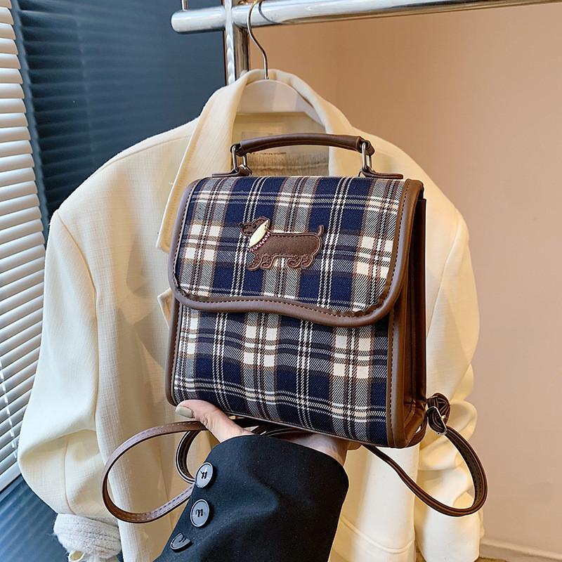 

Stylish Black Pink And Brown Plaid Tote Bag For Girls Trendy And Sweet Design чёрный
