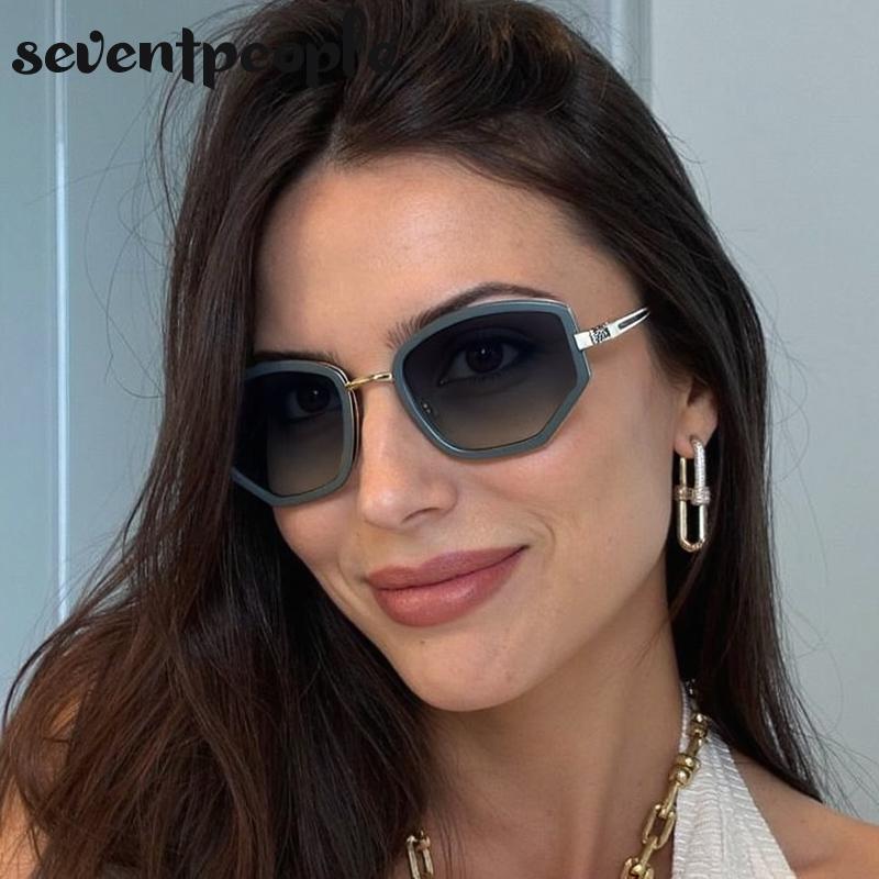 Classic Polygon Sunglasses Women  Luxury Brand Trendy Metal Small Frame Sun Glasses Vintage Driving Shades For Ladies UV400