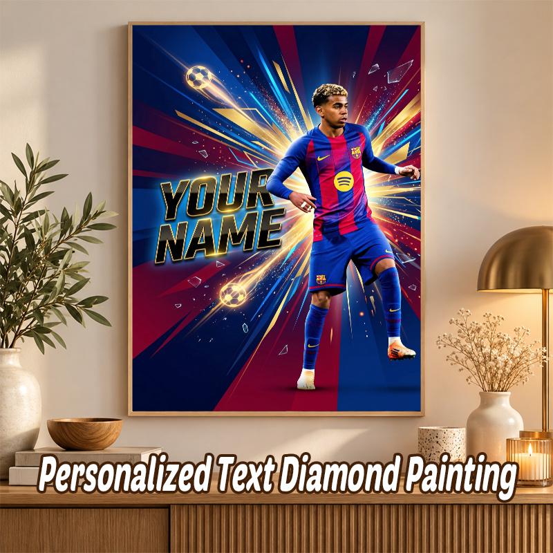 Lamine Yamal Custom Name Text 5D Diamond Painting Kit DIY Full Drill Diamond Art Decoration