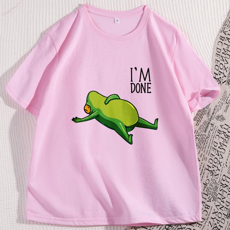 Kawaii Dead Tired Frog T Shirt Cute Sleepy Cotton Short Sleeve Tshirt Streetwear Trendy Round Neck Graphic Tees Male Clothing