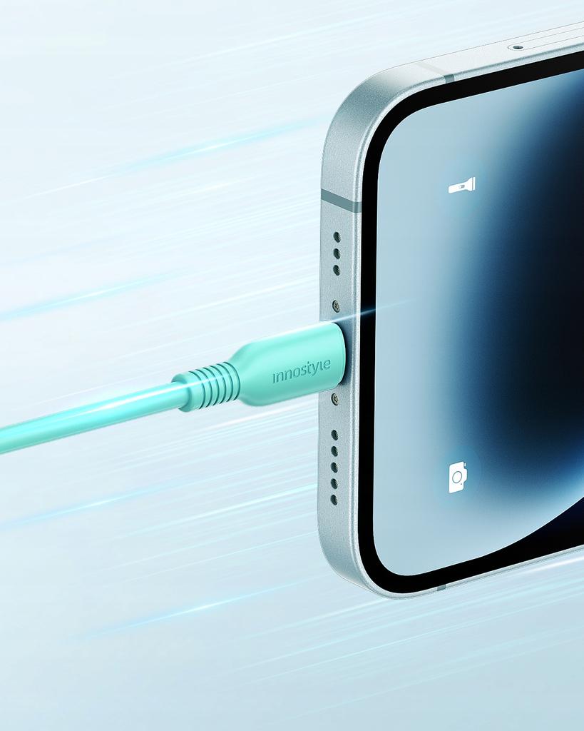 Innostyle Jazzy Usb-C Lightning Mfi Fast Charging Cable For Iphone Kevlar 1M Green