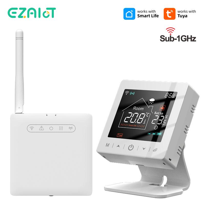 Smart Home Wifi Thermostat Tuya RF Wireless Gas Boiler Heating Programmable Room Temperature Remote Controller with Alexa Google