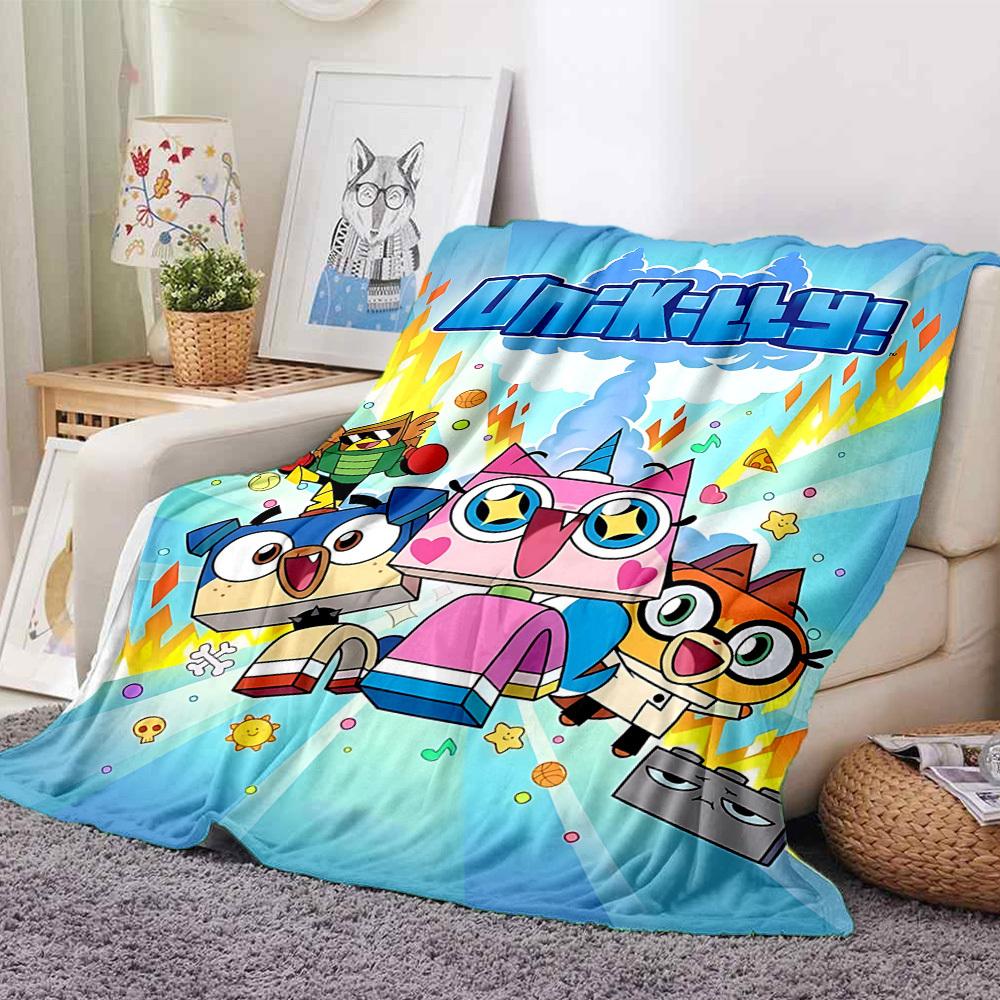 1pc Unikitty Characters Cozy Print Blanket Lightweight Warm Flannel Throw Blanket For Sofa, Bed, Living Room