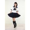 A&TCollection Women's Period High School Uniform 2 Short Sleeve Sailor Uniform, Navy Blue and White, Size M, Cosplay Costume