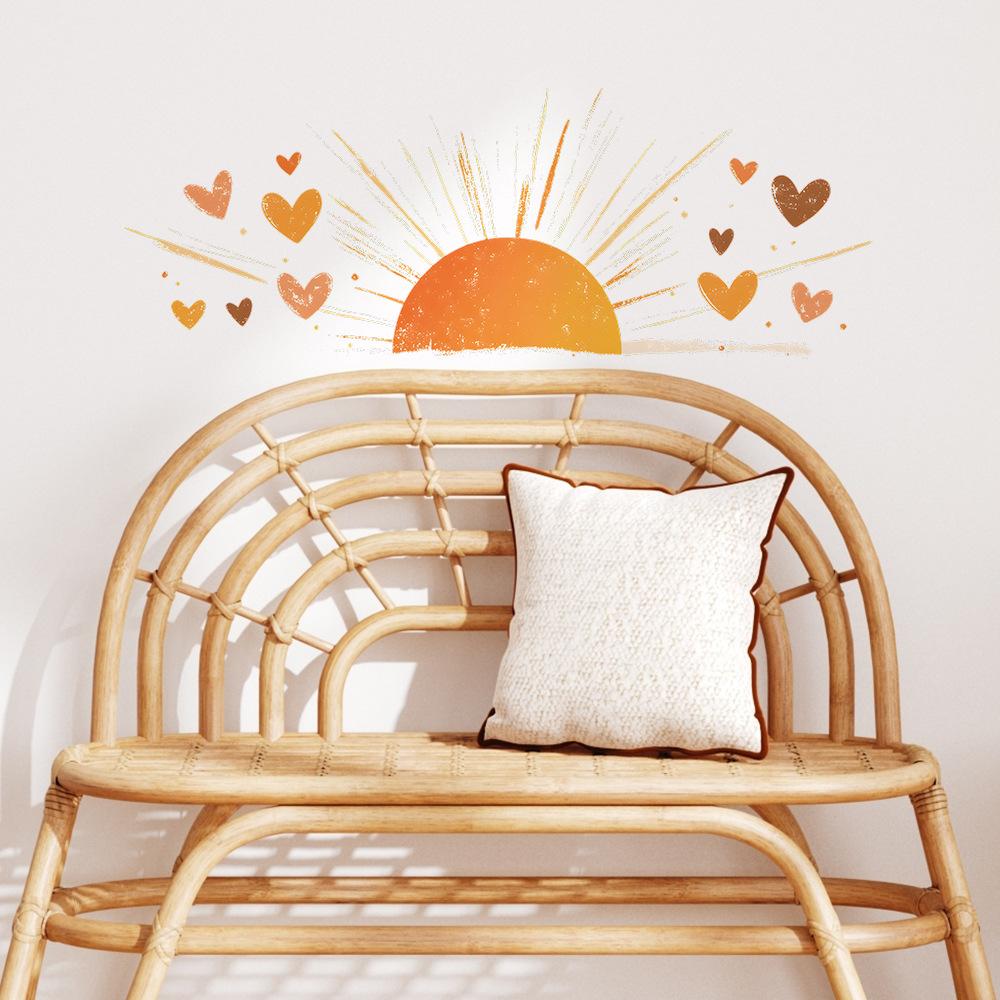 Sun Heart Pattern Wall Stickers for Bedroom Living Room Home Wall Background Decoration