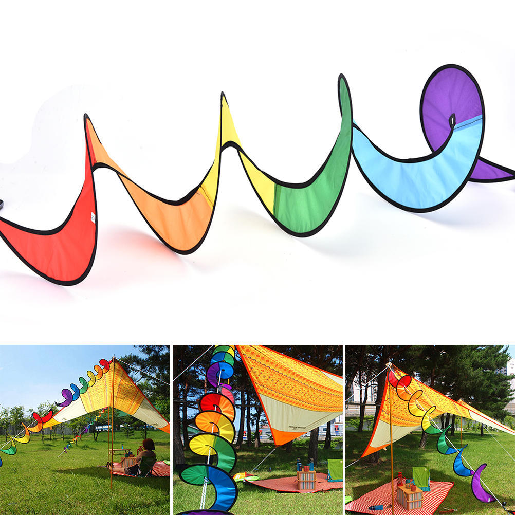 Foldable Rainbow Spiral Windmill Wind Spinner Camping Tent Home Garden Decor