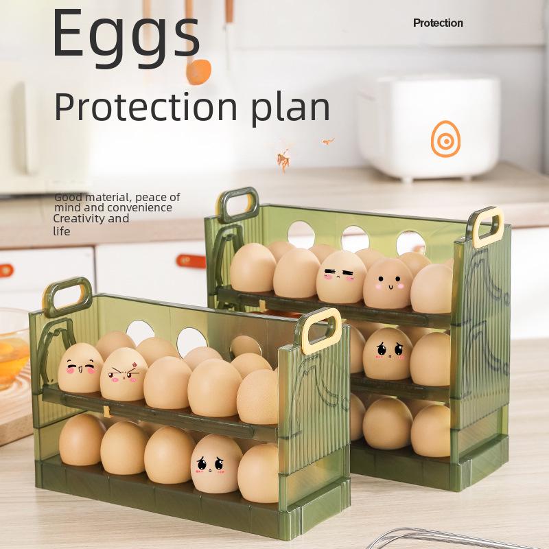 

Foldable Egg Storage Box with Timer Green Double Layer