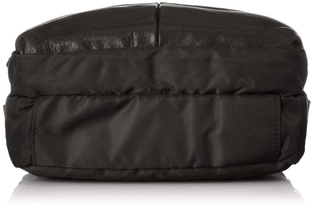 Y'saccs Nylon and Leather Combination Horizontal Shoulder Bag, Size 2060444, Size 10 (Black)