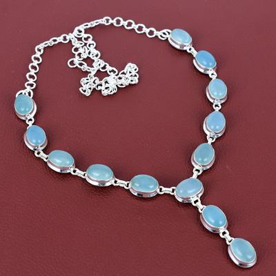 Aquamarijn edelsteen ketting antieke sieraden 925 sterling zilver verstelbare ketting handgemaakte ketting gloednieuwe sieraden cadeaus voor haar