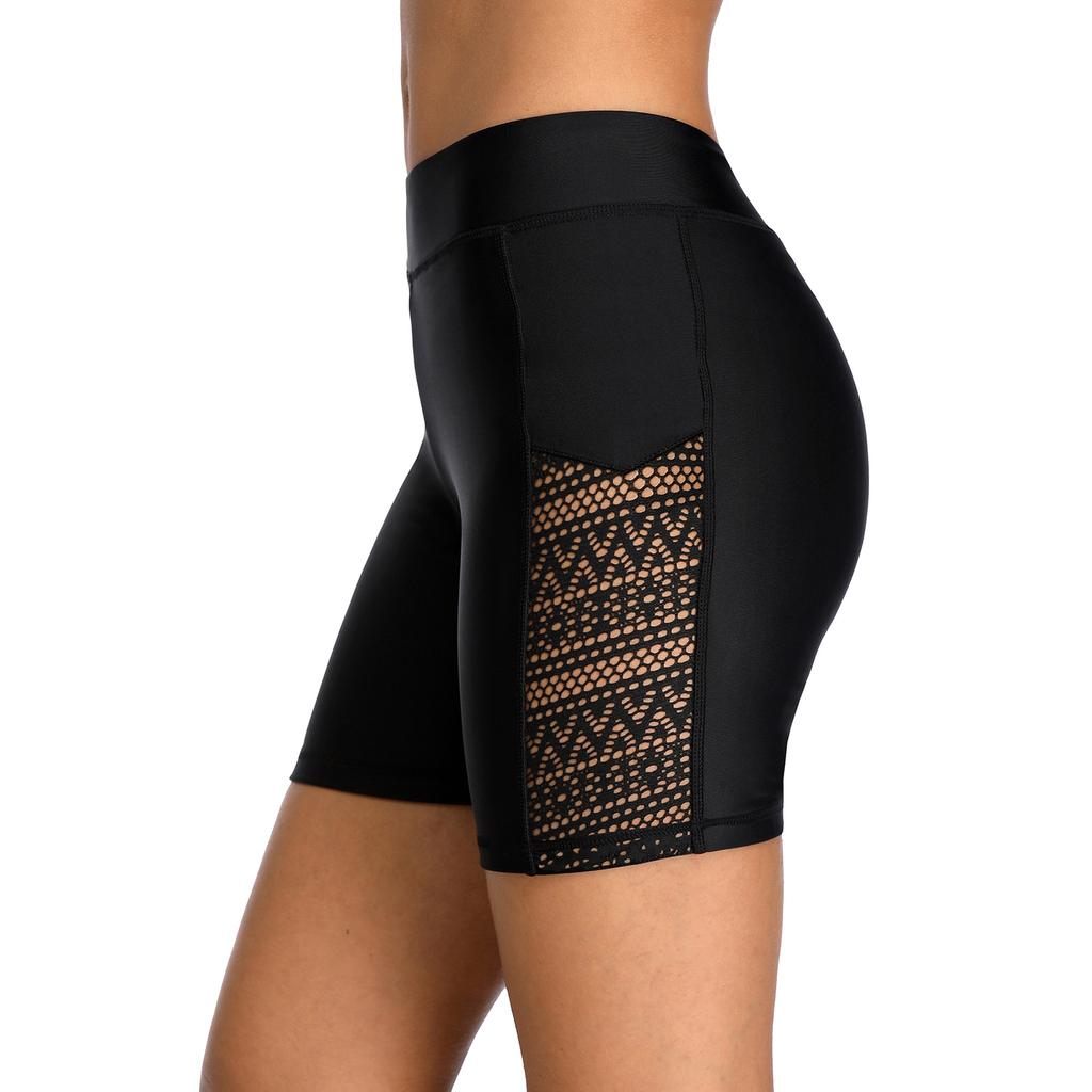 Charmleaks Dámské koupací šortky s vysokým pasem Hollow Out plavky Spodní část bikin Spodní část plavek Kalhotky Rozdělené plavky