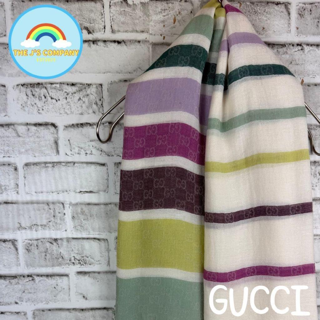 Used USED GUCCI GG Logo Multicolor Border Large Stole