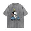 XH+80 MINISO 2026 Estate Lavaggio Vintage Stampato Cotone Puro Stile Spalla Uomo e Donna Girocollo Manica Corta Maglietta per Coppia