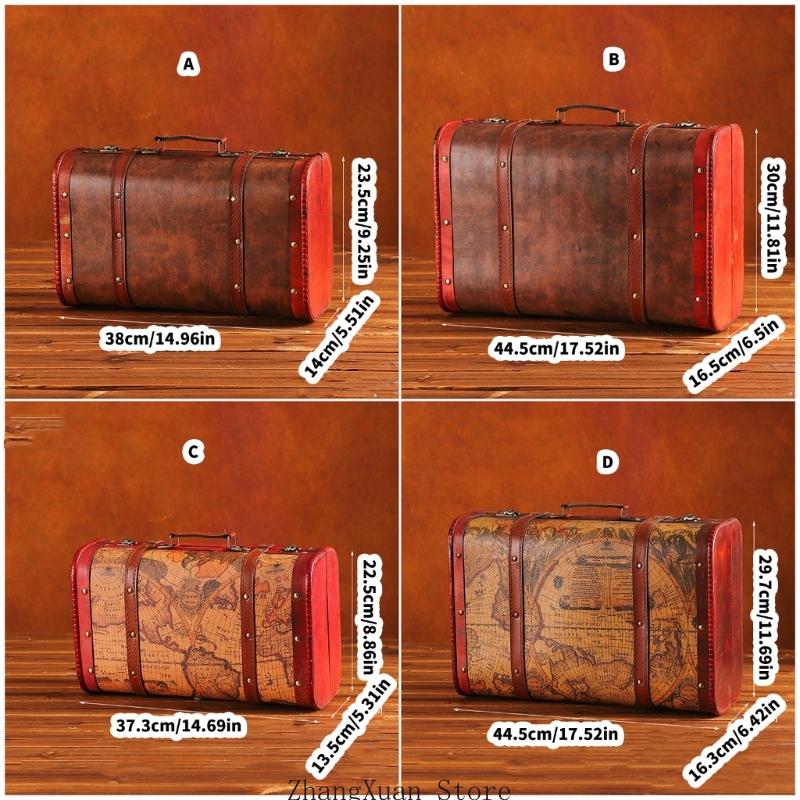 3XUF Handcrafted Wooden Travel Box Faux Leather Handle Portable Organiser for Jewelry