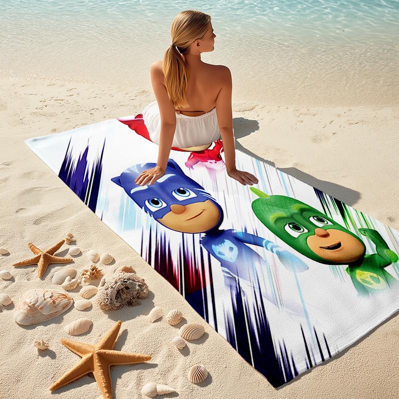 1pc PJ Marks2 Beach Towel, Comfortable and Thick, and Swimming/Bath/Picnic/Camping Towel, Suitable for Seaside Beaches