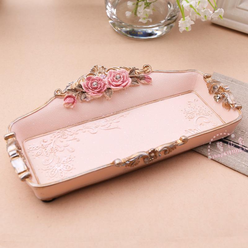

European Vintage Princess Resin Jewelry Storage Tray, Korean Home Decoration Palace Makeup Pen Tray