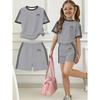 Kids Clothes, Girls 2pcs Set, Easy Bow Print Short Sleeve T-Shirt and Shorts Set, Suitable for Spring and Summer, Y2K Fashion Clothing