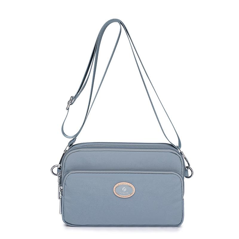 Borsa piccola da donna, borsa a tracolla, in nylon, quadrata, multitasche, tinta unita