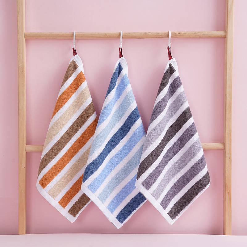 Thickened Absorbent Striped Square Towel, Lint-Free Jacquard, Hangable for Household & Children's Use