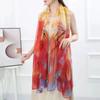 Silk Scarf Folral Women Summer Hijab  Luxury Print Sunscreen Shawl Wraps Bandana Ladies Head Scarves Large Foulard Echarpe