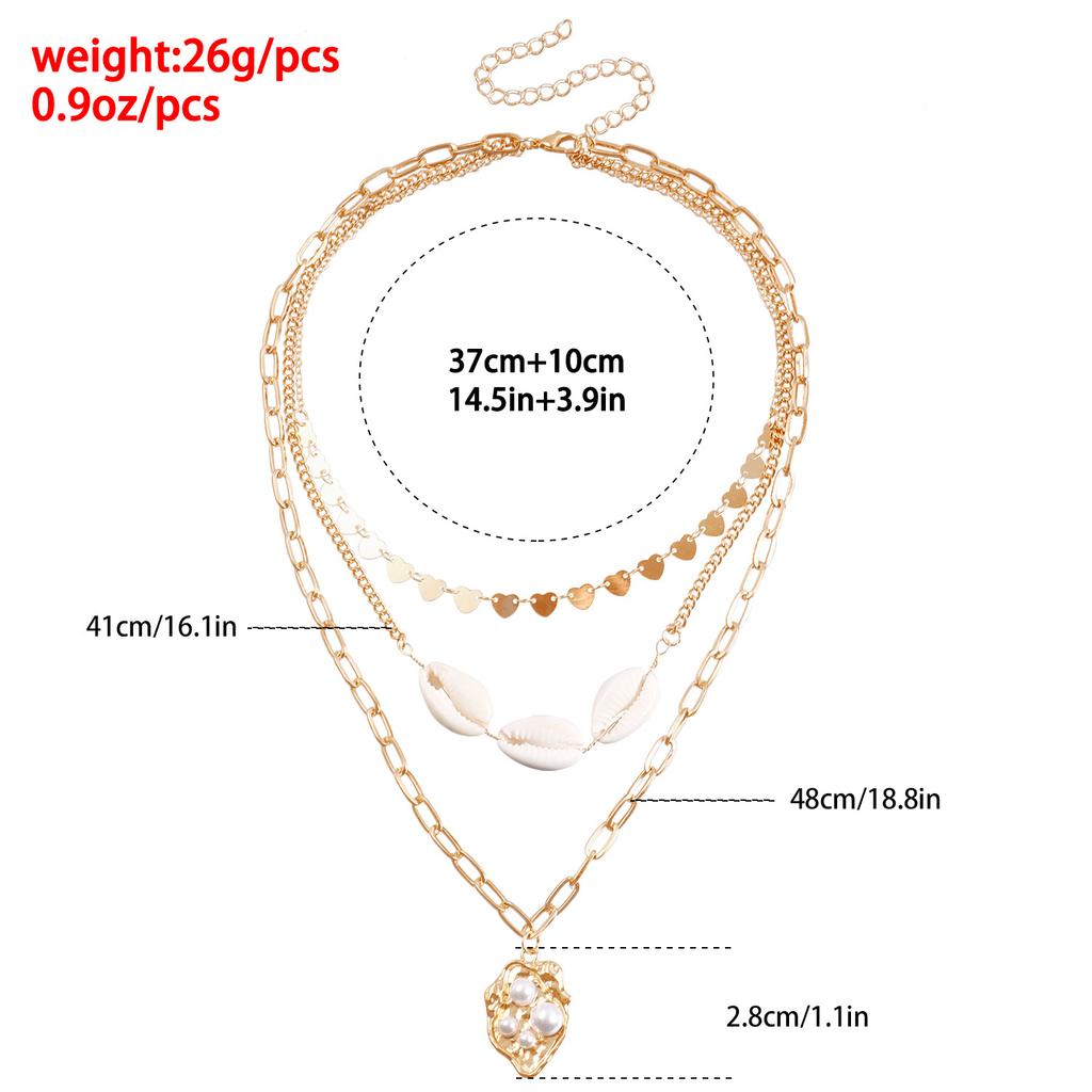 Summer punk style multi-layer shell necklace ocean wind retro love necklace necklace