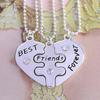 3Pcs Women's Best Friends Forever Heart Shape Jewelry Friendship Necklace Set
