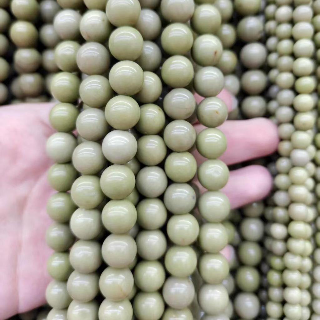 Alxa Stone Avocado Color Round Loose Beads for DIY Jewelry Making