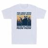 You Mess with The Meow Meow You Get The Peow Peow Cat Vintage Men's T Shirt Gift