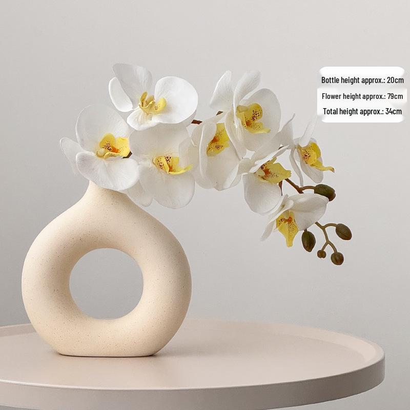 White Phalaenopsis Artificial Floral Arrangement - Realistic High-End Decorative Accent
