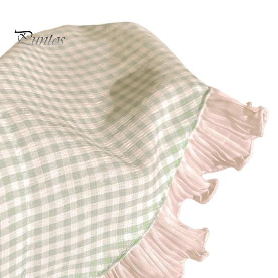 Kvinner pannebånd rutete trykk Blondesøm Trekantskjerf Sklisikkert pannebånd Pastoral stil Hårbøyle Hårtilbehør