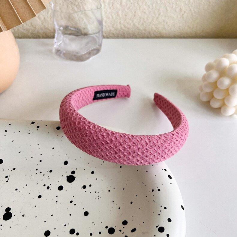 Neues süßes Karomuster-Haarband für Damen, vielseitig kombinierbar, Schwamm, für unterwegs, einfarbig, Gesichtsreinigung, Haarband, Mädchen, Haarschmuck